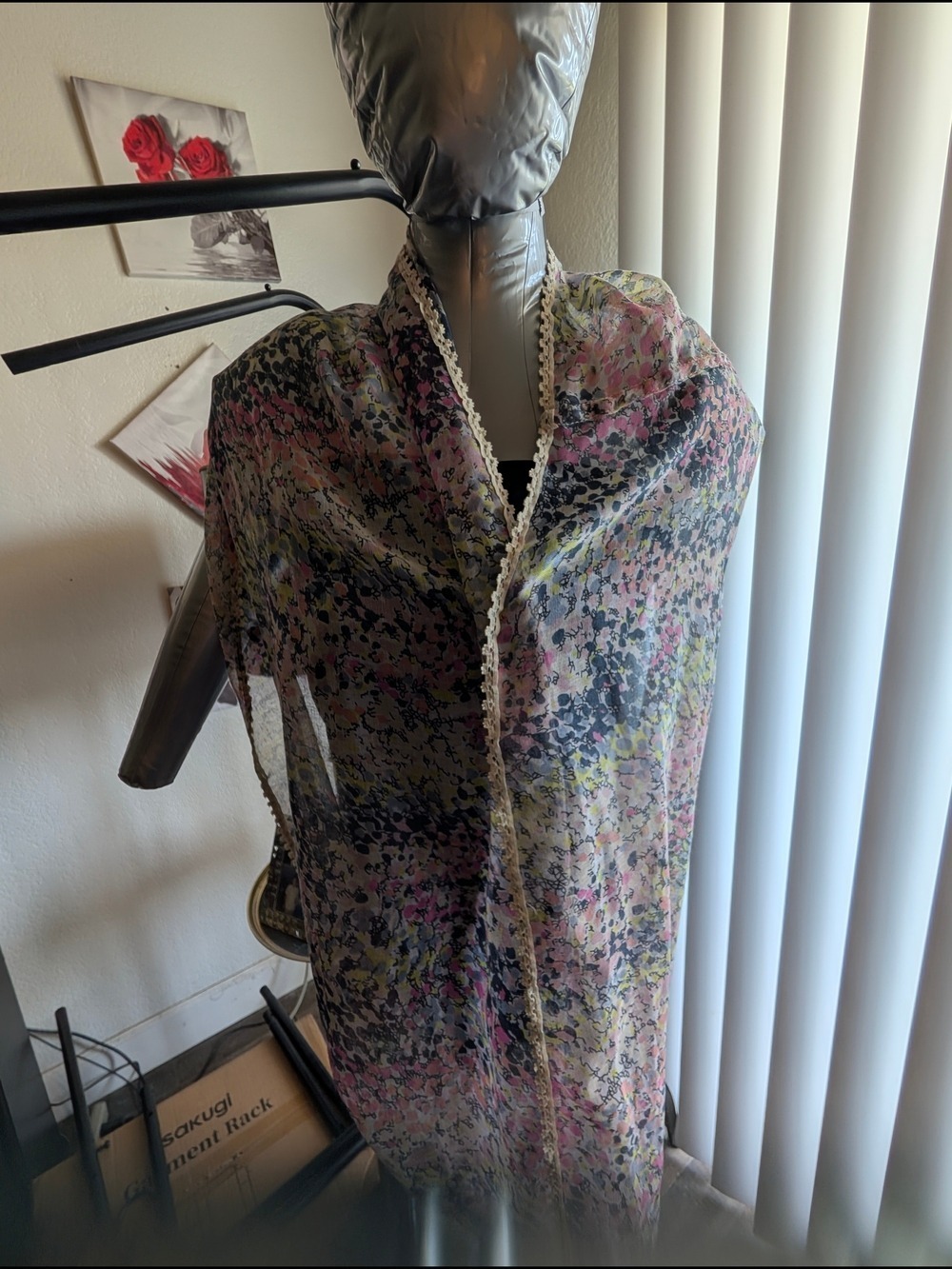 Scarf Sale ❤️ 7 For $35: Candie's Sheer Floral Pink Black Yellow Scarf Wrap